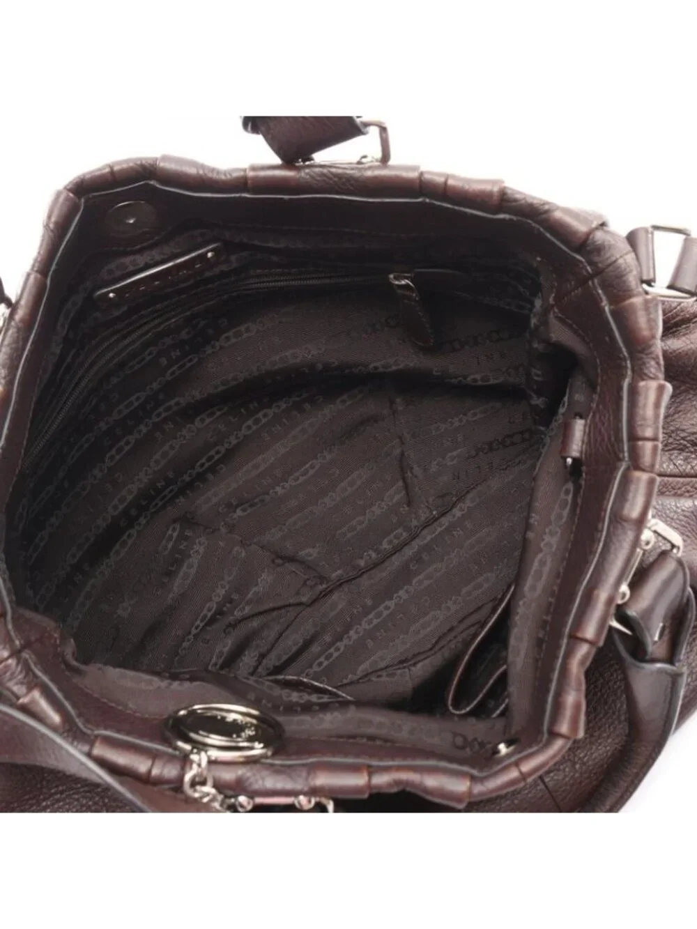 Celine Shoulder Bag Pillow Small 2-Way Dark Brown Leather Hand - Picture 3 of 8